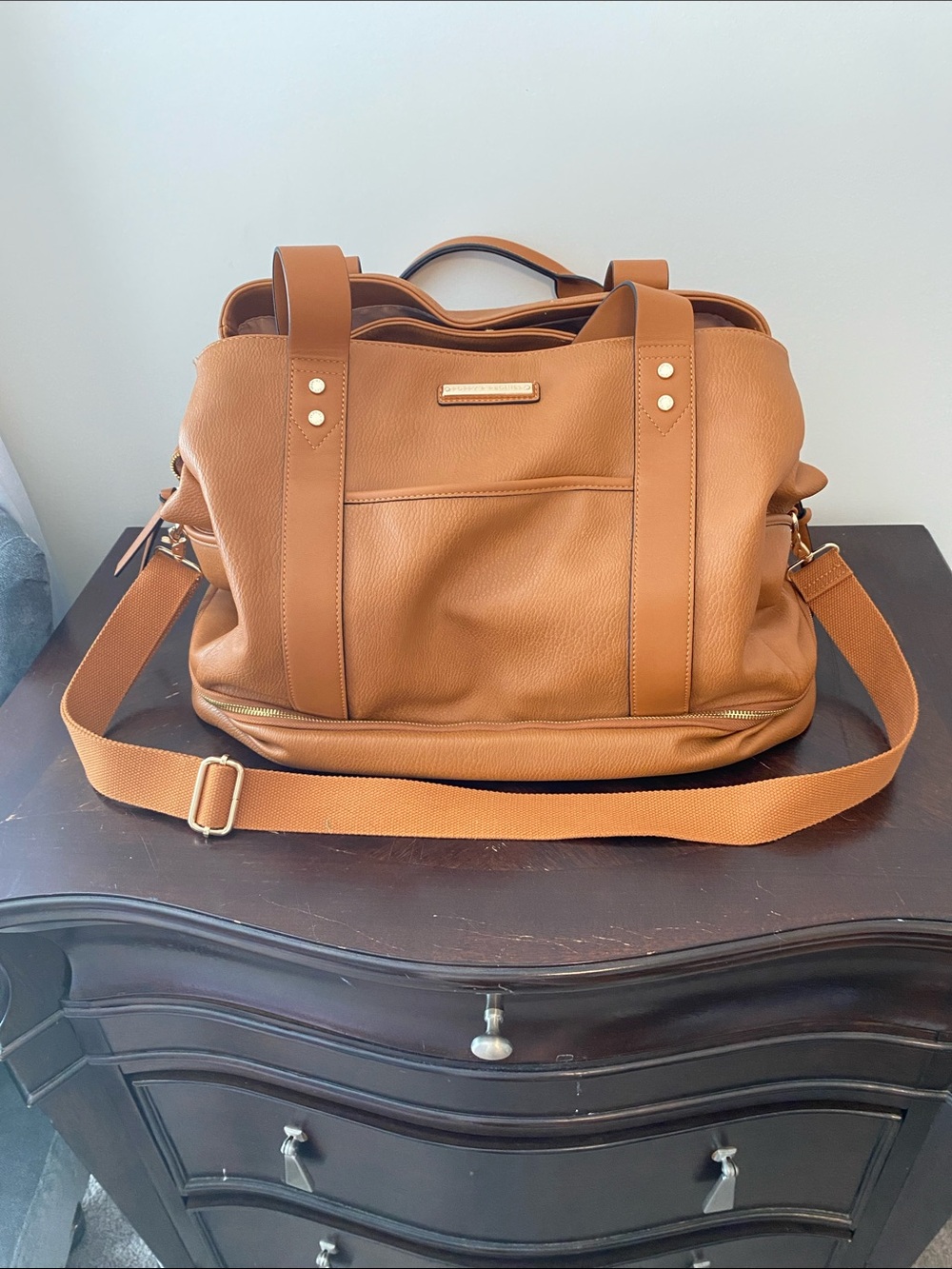 Poppy & Peonies Voyager Luggage in Cognac